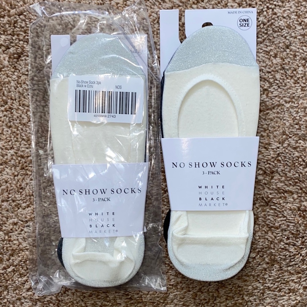 Six Pairs White House Black Market No Show Socks